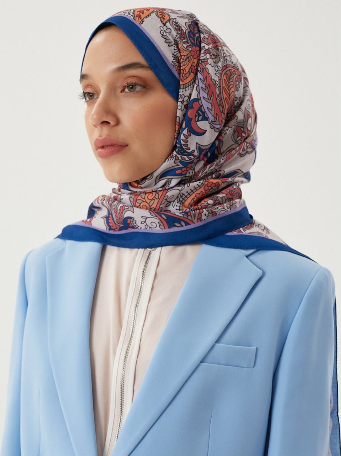 RÉTRO CHÂLE bleu marine-taupe