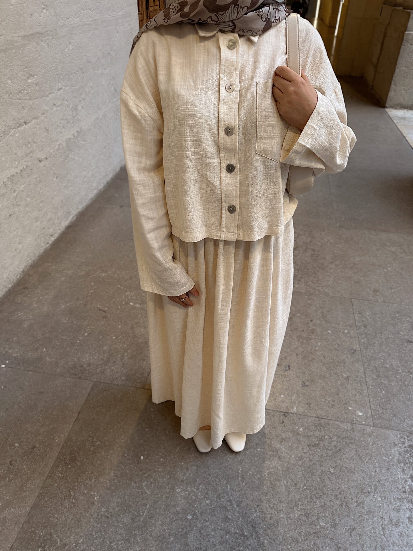 ENSEMBLE EN COTON écru