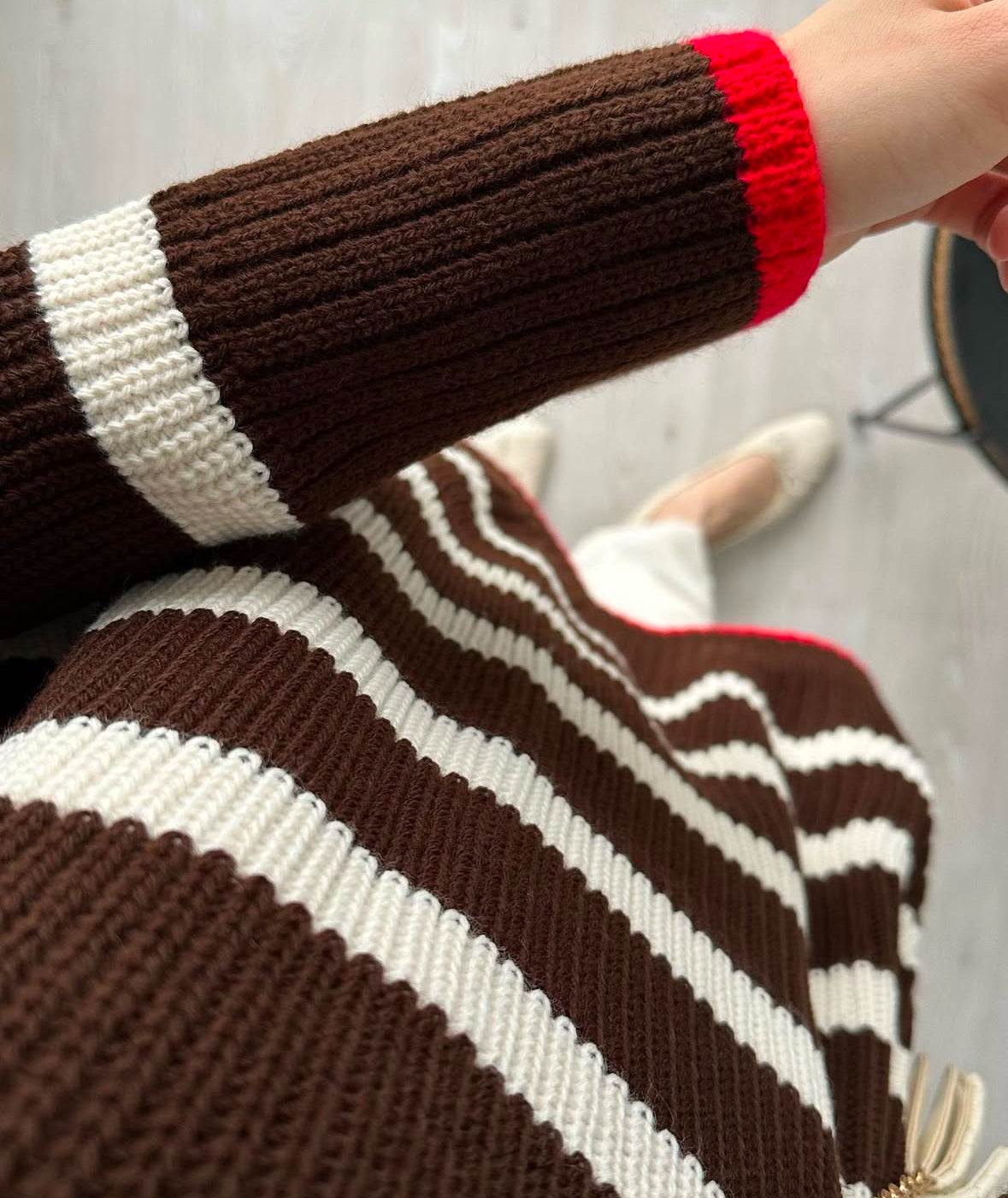 PULL À RAYURES MARRON