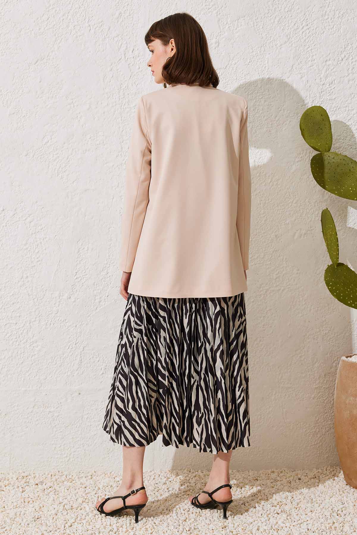 VESTE À BOUTONNAGE CROISE ROSE POUDRÉ