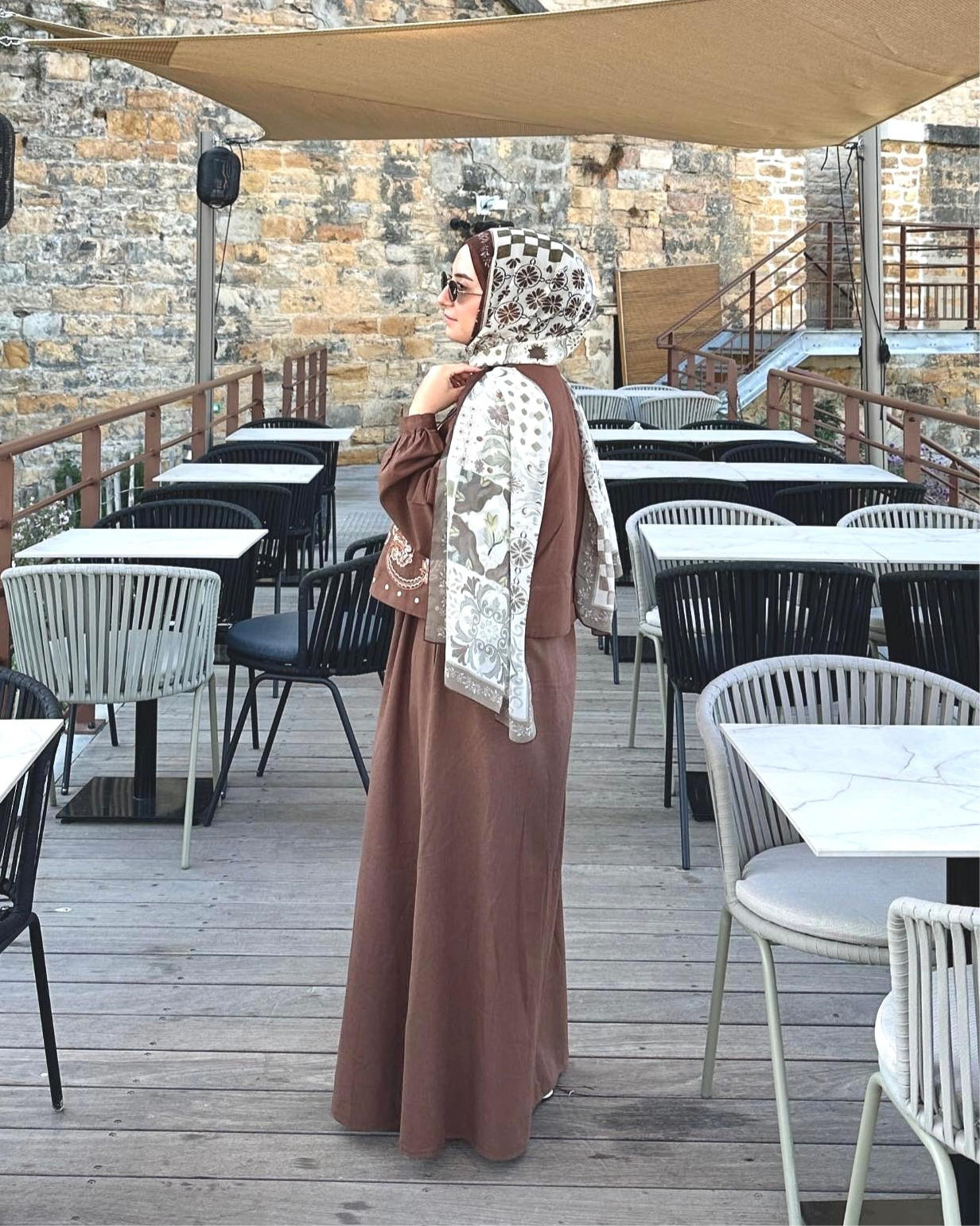 ROBE GILET BRODÉ marron