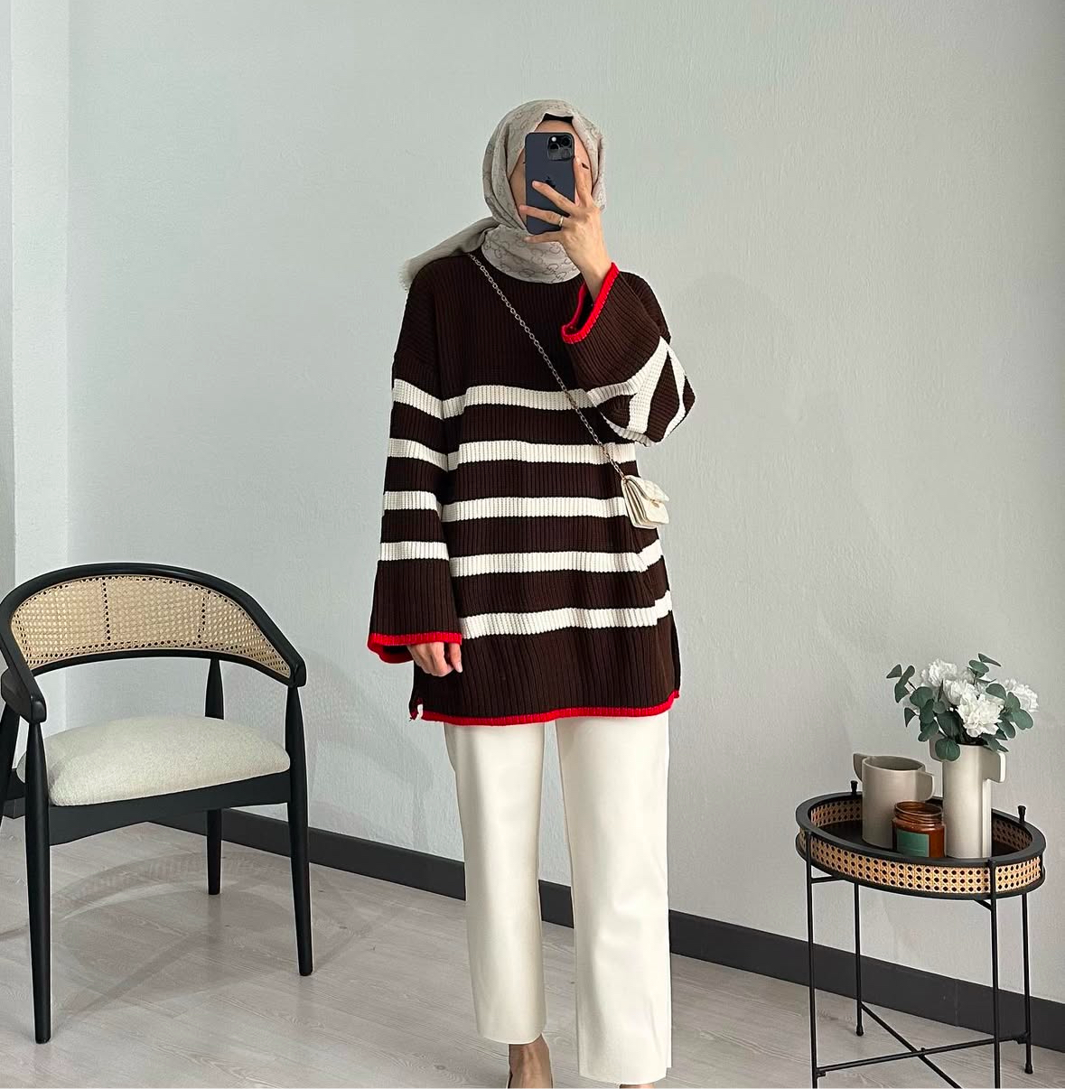 PULL À RAYURES MARRON