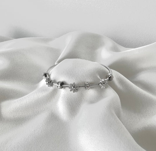 BRACELET À FLEUR ARGENT