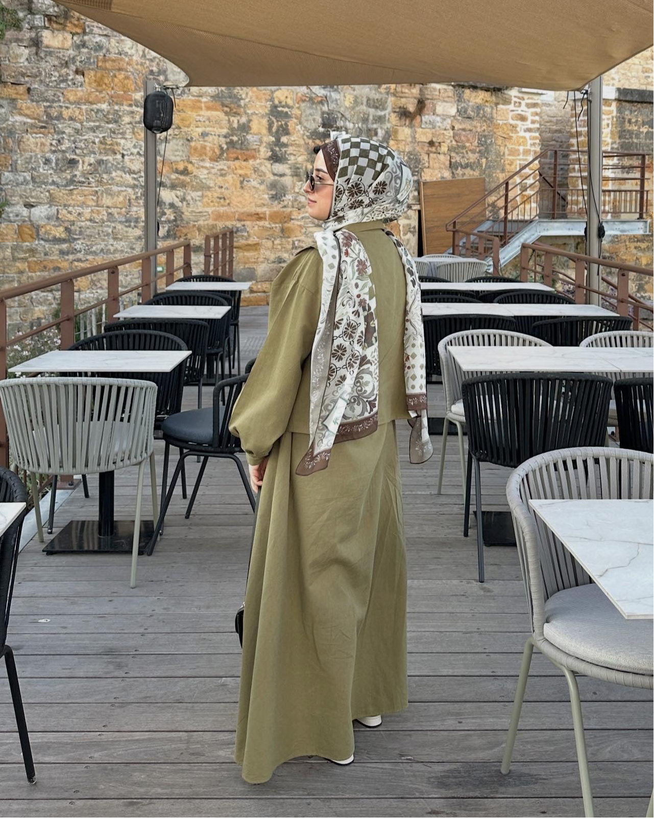 ROBE GILET BRODÉ kaki