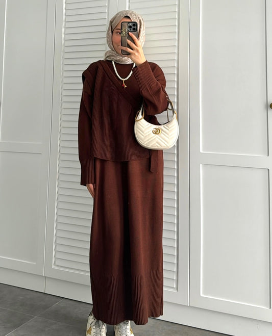 ENSEMBLE TRICOT marron