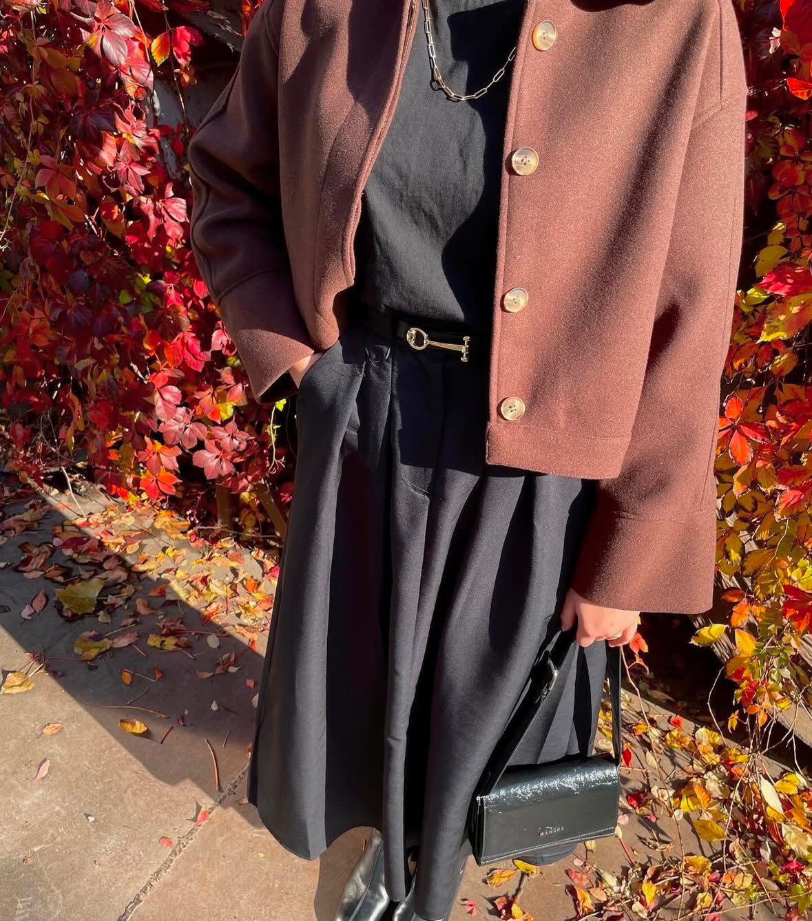 VESTE À BOUTON marron