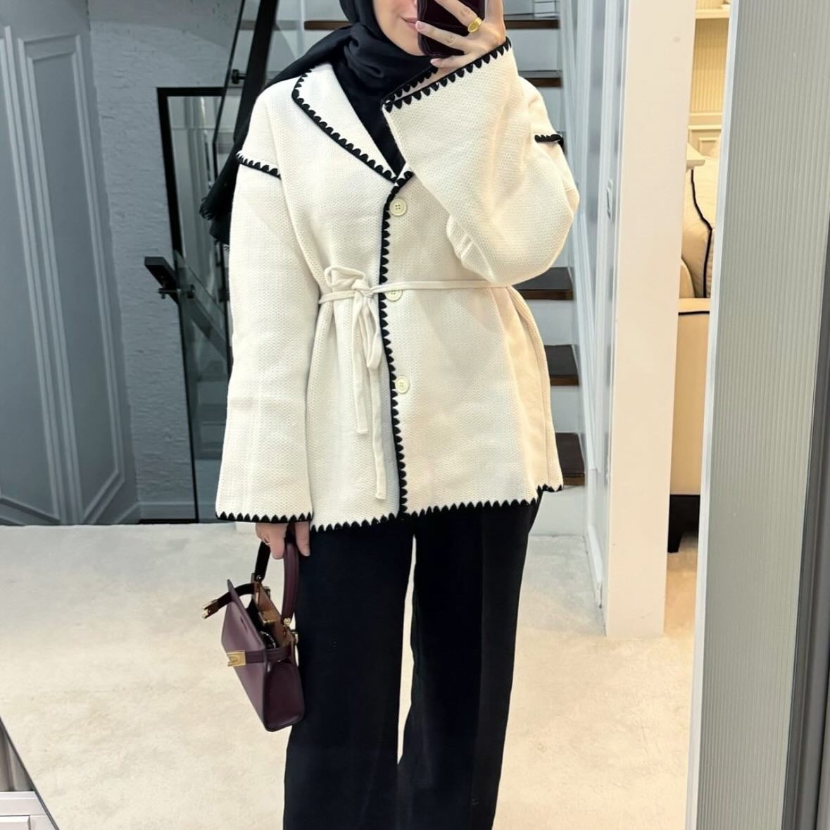 GILET AVEC CEINTURE écru