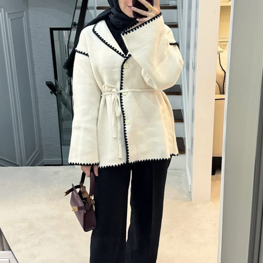 GILET AVEC CEINTURE écru