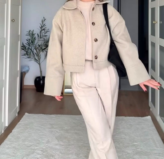 VESTE À BOUTON beige