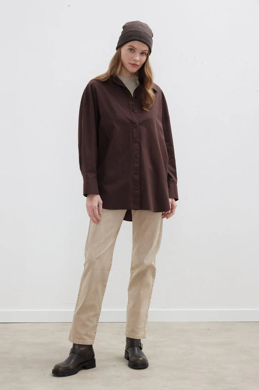 CHEMISE OVERSIZE MARRON