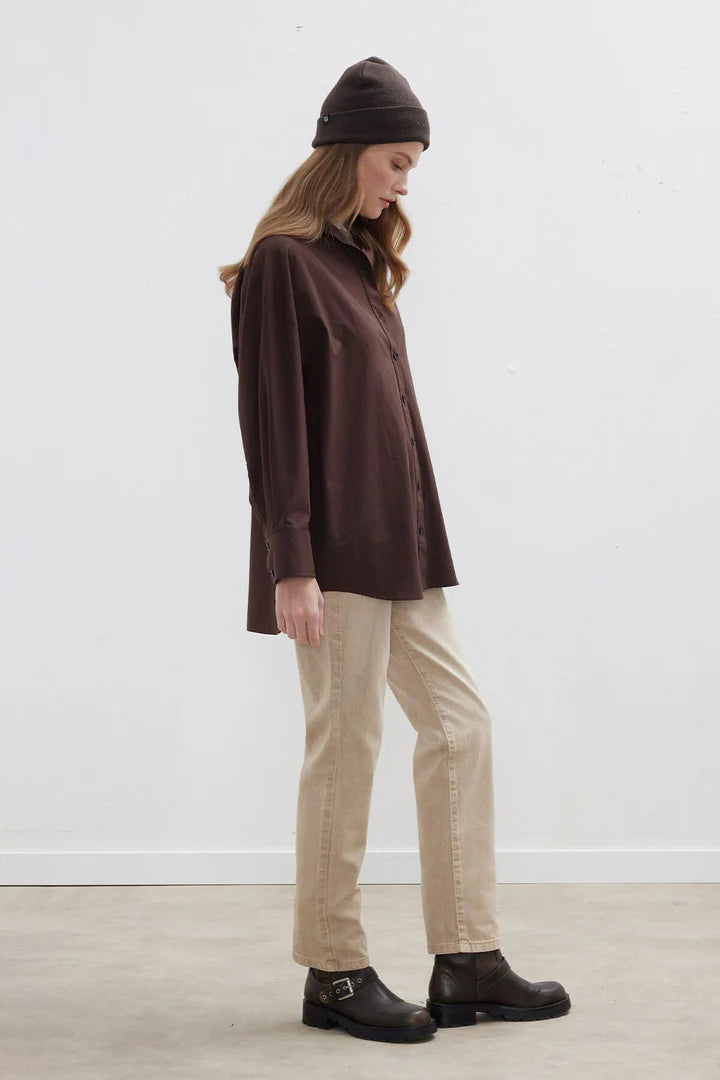 CHEMISE OVERSIZE MARRON