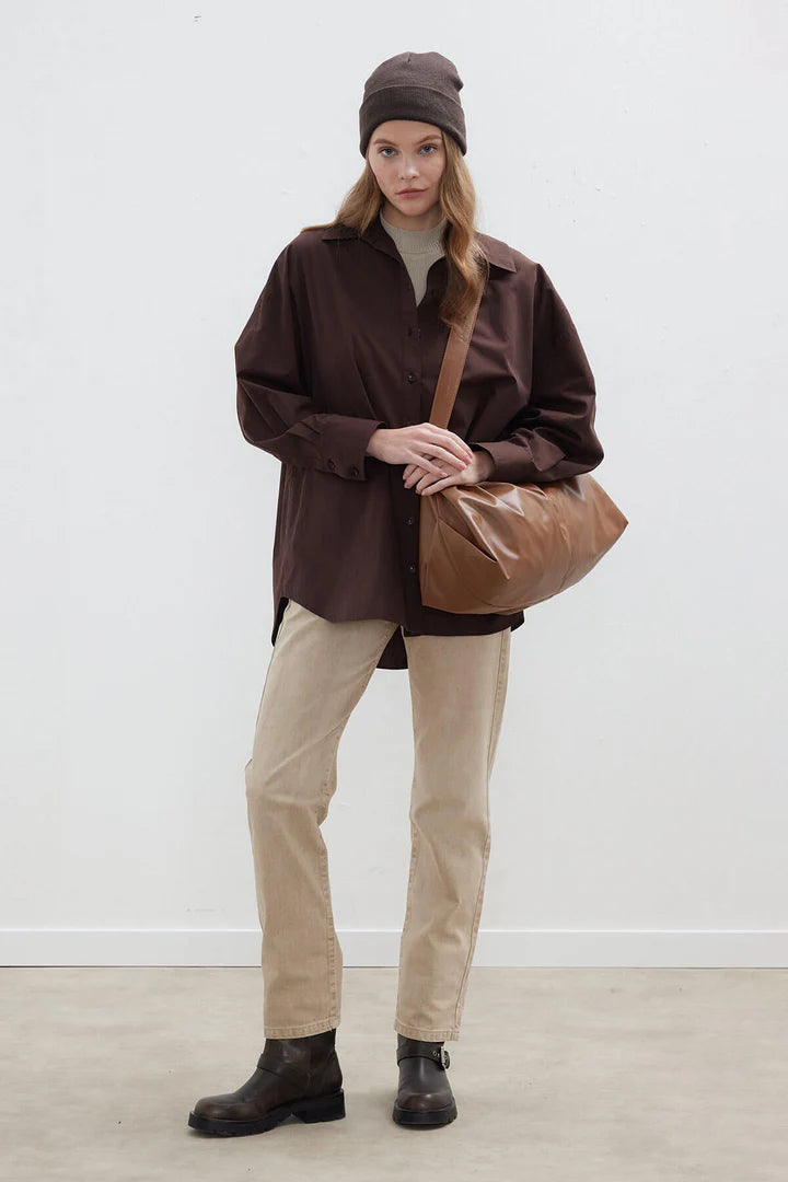CHEMISE OVERSIZE MARRON